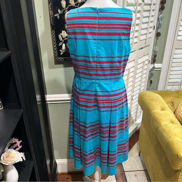Talbots Blue and Red Striped A Line Dress Size 10 - Picture 6 of 11